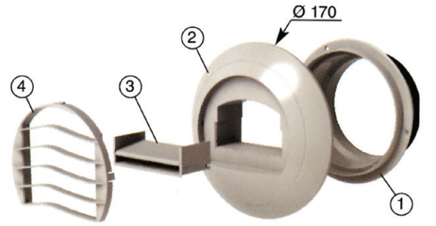 Alize - 45 (DIA 125)- Ventilatieventiel afvoer Ø125 45m³/h zelfregulerend kunststof